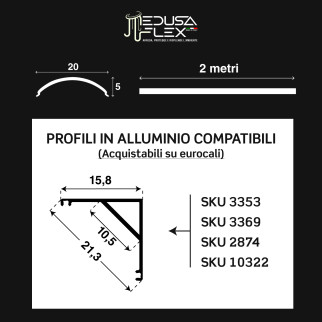 Medusaflex Aurelia Copertura Angolare Nero Fumé per Profilo in Alluminio