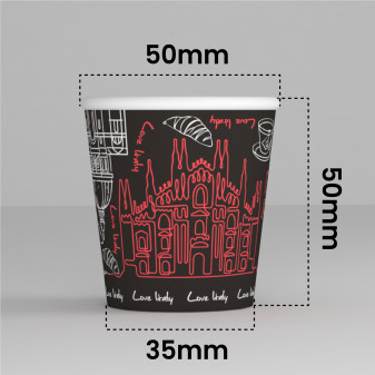 50 Bicchierini da Caffè in Carta Bio Italy Black da 65ml