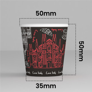 50 Bicchierini da Caffè in Carta Bio Italy Black da 65ml