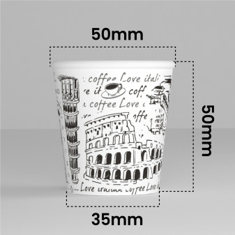 50 Bicchierini da Caffè in Carta Bio Italy White da 65ml