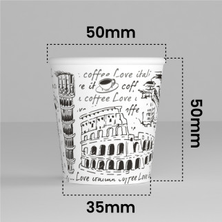 50 Bicchierini da Caffè in Carta Bio Italy White da 65ml