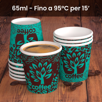 50 Bicchierini da Caffè in Carta Bio Blue Forest da 65ml