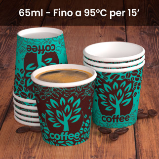 50 Bicchierini da Caffè in Carta Bio Blue Forest da 65ml