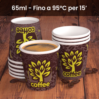 50 Bicchierini da Caffè in Carta Bio Brown Forest da 65ml