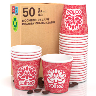 50 Bicchierini da Caffè in Carta Bio Red Forest da 65ml