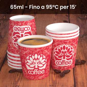 50 Bicchierini da Caffè in Carta Bio Red Forest da 65ml