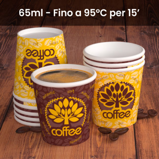 50 Bicchierini da Caffè in Carta Bio Yellow Forest da 65ml