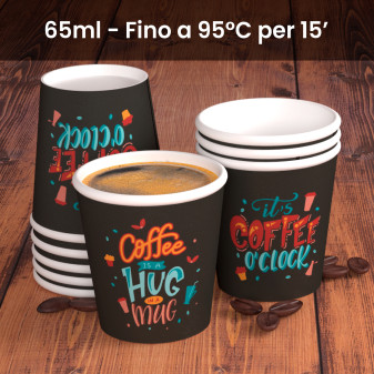 50 Bicchierini da Caffè in Carta Bio Coffee O'Clock da 65ml
