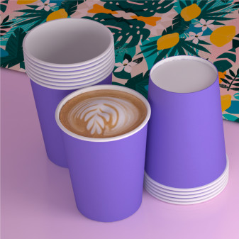 25 Bicchieri in Carta Biodegradabile Viola da 200ml