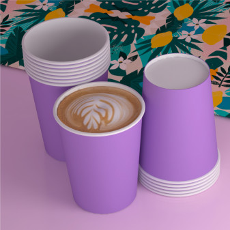 25 Bicchieri in Carta Biodegradabile Lilla da 200ml