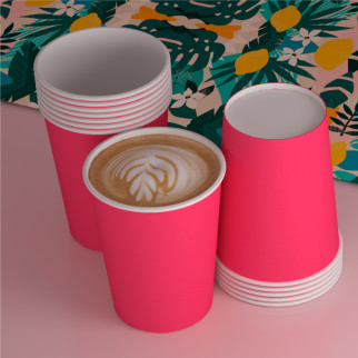 25 Bicchieri in Carta Biodegradabile Fucsia da 200ml