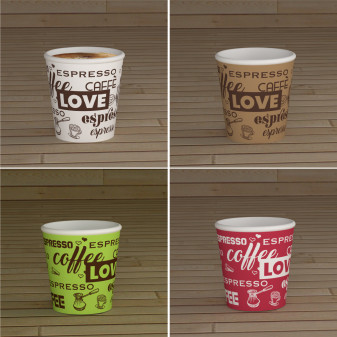 200 Bicchierini da Caffè in Carta Riciclabile LoveCup Mix da 65ml