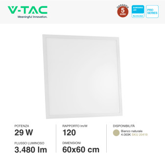 VT-629-1 Pannello LED Quadrato 29W SMD Samsung V-Tac Pro