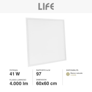 Pannello LED 60x60 41W SMD UGR≤19 Life con Driver Philips