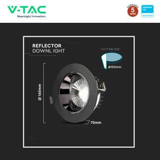 VT-2-23 Faretto LED 20W da Incasso COB Samsung V-Tac Pro