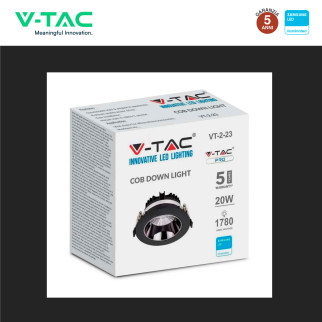 VT-2-23 Faretto LED 20W da Incasso COB Samsung V-Tac Pro
