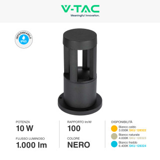 VT-830 Lampada LED Giardino 10W COB CREE Nera IP65 V-Tac