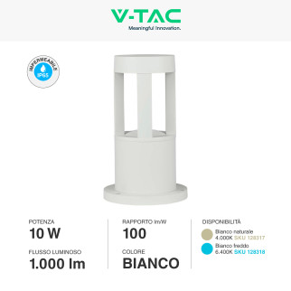 VT-830 Lampada LED Giardino 10W COB CREE Bianca IP65 V-Tac