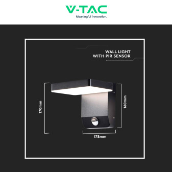 VT-11020S Lampada LED da Muro Sensore PIR 17W IP65 V-Tac