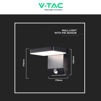 VT-11020S Lampada LED da Muro Sensore PIR 17W IP65 V-Tac