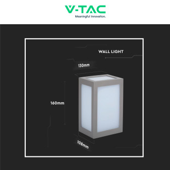 VT-822 Lampada LED Muro 12W SMD Applique Grigia IP65 V-Tac