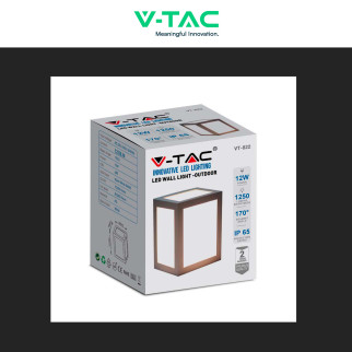 VT-822 Lampada LED Muro 12W SMD Applique Grigia IP65 V-Tac