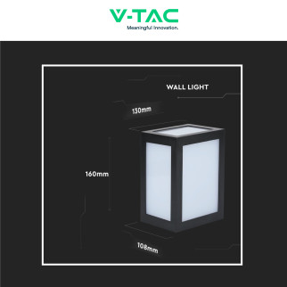 VT-822 Lampada LED da Muro 12W SMD Applique Nera IP65 V-Tac