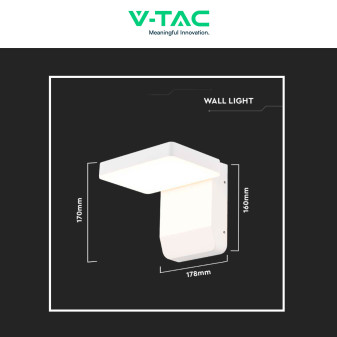 VT-11020 Lampada LED da Muro Bianca 17W SMD IP65 V-Tac