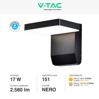 VT-11020 Lampada LED da Muro 17W SMD IP65 Nero V-Tac