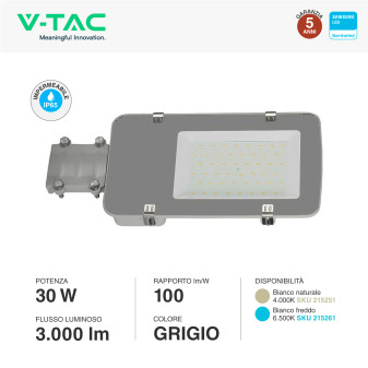 VT-30ST Lampada Stradale LED 30W IP65 SMD Samsung V-Tac