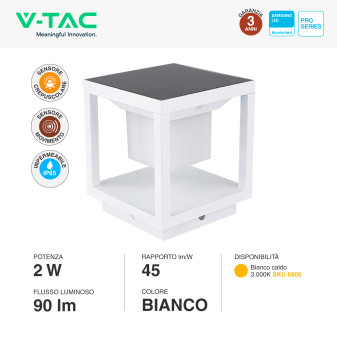 VT-11022 Lampada LED Giardino 2W IP65 Sensore Pannello V-Tac