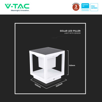 VT-11022 Lampada LED Giardino 2W IP65 Sensore Pannello V-Tac