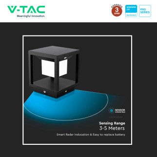 VT-11022 Lampada LED Giardino 2W IP65 Sensore V-Tac