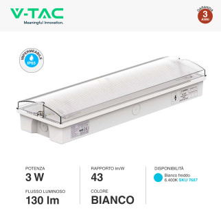 VT-996 Lampada di Emergenza Exit LED 3W SMD V-Tac