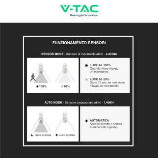 VT-20201ST Lampada Stradale 33W Pannello Solare IP65 V-Tac