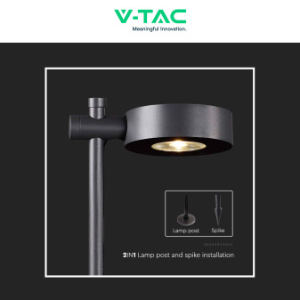 VT-11107 Lampada LED Giardino 6W CRI≥90 Colore Nero V-Tac