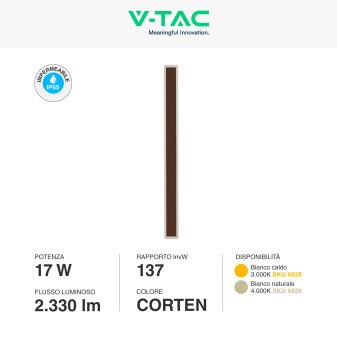 VT-11117 Lampada LED da Muro 17W IP65 CRI≥90 Corten V-Tac
