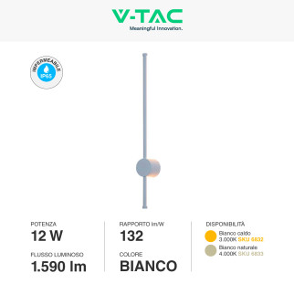 VT-11112 Lampada LED da Muro 12W SMD IP65 Bianca V-Tac
