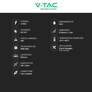 VT-551 Neon Flex LED 120W Monocolore Flessibile 10m V-Tac