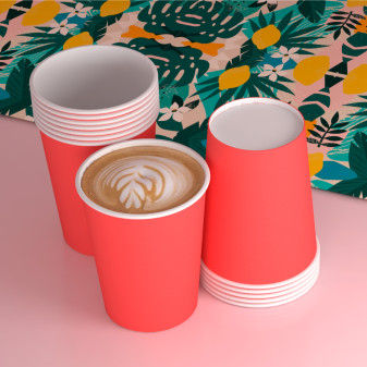 50 Bicchieri in Carta Biodegradabile Rosso da 240ml