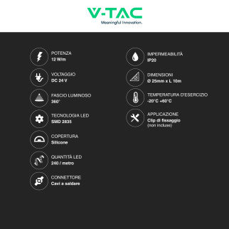 VT-551 Neon Flex LED 120W Colorato 240 LED/m 10m V-Tac