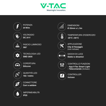 VT-561 Neon Flex LED 120W Magic RGB con Telecomando V-Tac