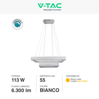 VT-101-2D Lampadario LED a Sospensione 113W SMD Bianco V-Tac