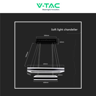 VT-101-2D Lampadario LED a Sospensione 113W SMD Nero V-Tac