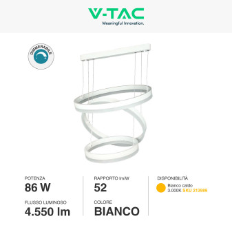 VT-82-3D Lampadario LED a Sospensione 86W SMD Bianco V-Tac