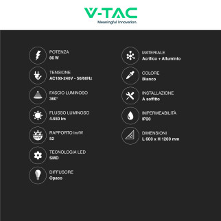 VT-82-3D Lampadario LED a Sospensione 86W SMD Bianco V-Tac