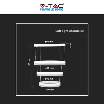 VT-82-3D Lampadario LED a Sospensione 86W SMD Bianco V-Tac