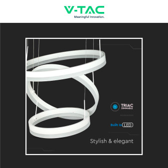 VT-82-3D Lampadario LED a Sospensione 86W SMD Bianco V-Tac