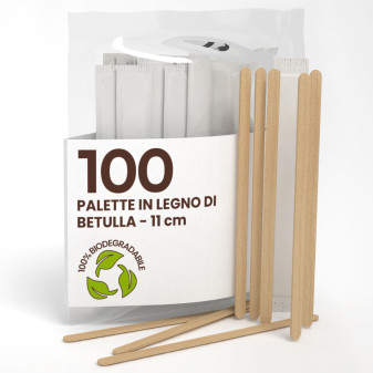 100 Palettine da Caffè Sigillate in Legno di Betulla Biodegradabile