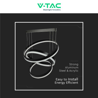 VT-82-3D Lampadario LED a Sospensione 86W SMD Nero V-Tac